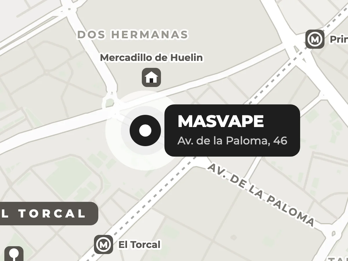Mapa de la zona: el Mercadillo de Huelin y la tienda de MASVAPE en Av. de la Paloma, 46
