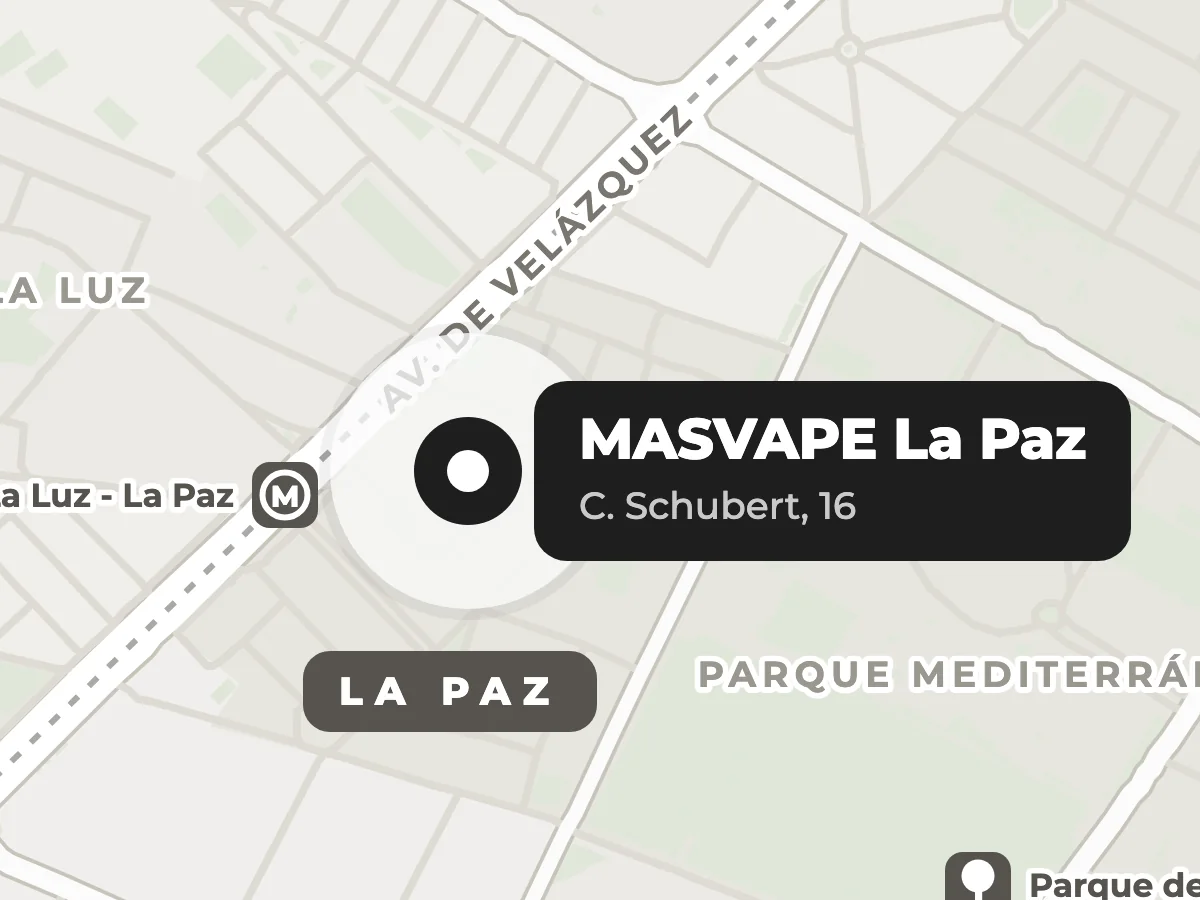 Mapa de la zona de La Paz con la tienda de MASVAPE en la calle Schubert