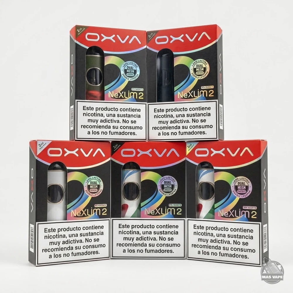 Imagen de cinco cajas del OXVA NeXLim 2